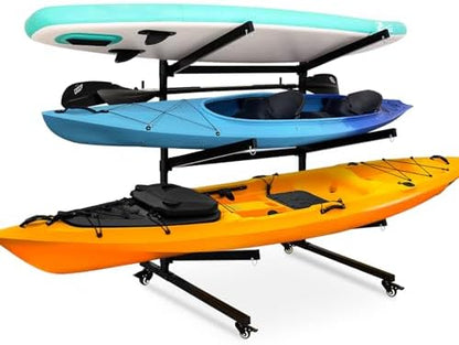 Locking Wheel Triple Kayak Ground Rack