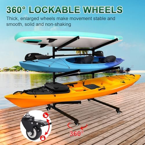 Locking Wheel Triple Kayak Ground Rack