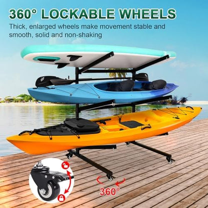 Locking Wheel Triple Kayak Ground Rack