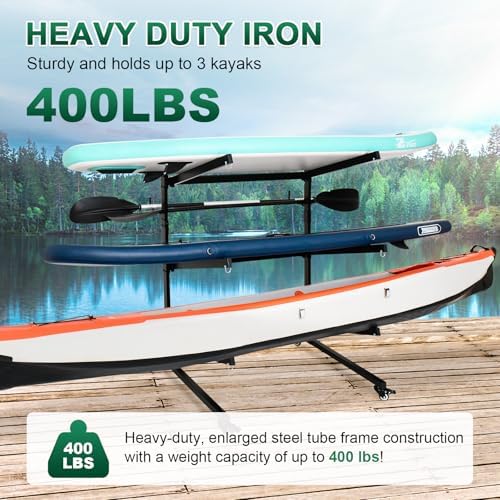 Locking Wheel Triple Kayak Ground Rack